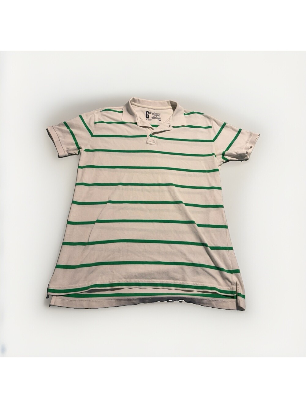 Vintage Gap Rugby Shirt Mens L 90s Cotton Short Sleeve Polo Preppy Green White